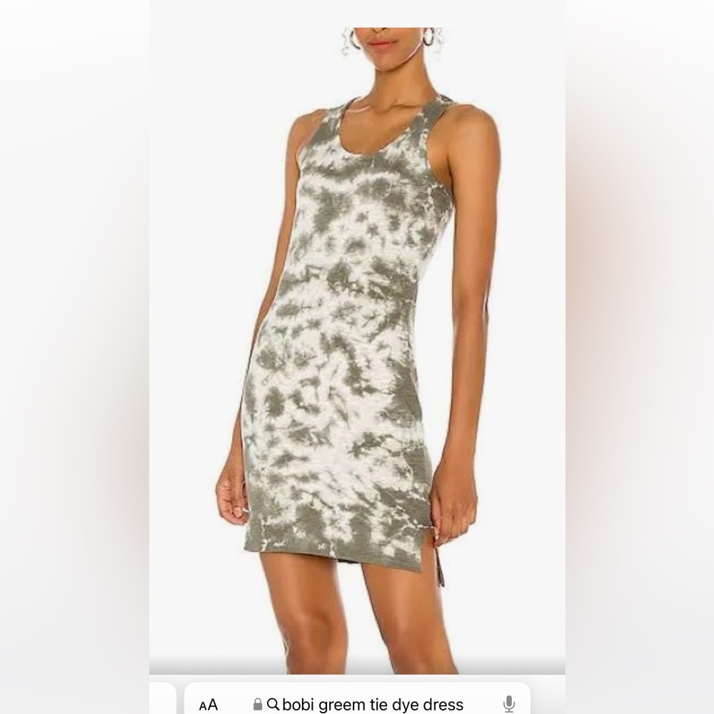 Green tie dye cotton midi dress